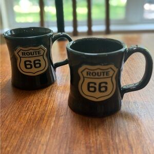 Route 66 Black Ceramic Mugs Set